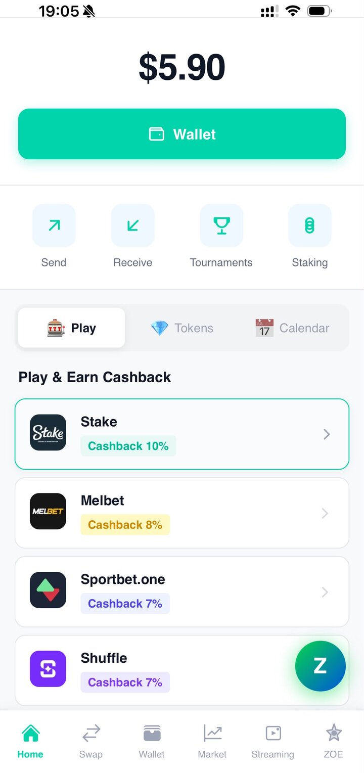 AcePay app – your balance and the cashback each casino pays